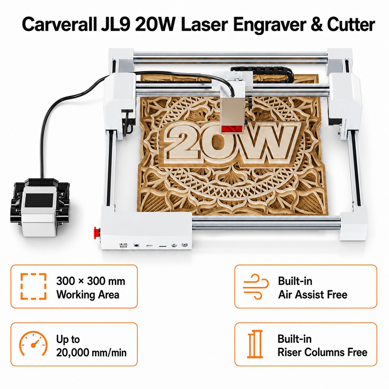 Industrial Laser Blasting - Carverall JL9 20W Cortadora Grabadora Láser,